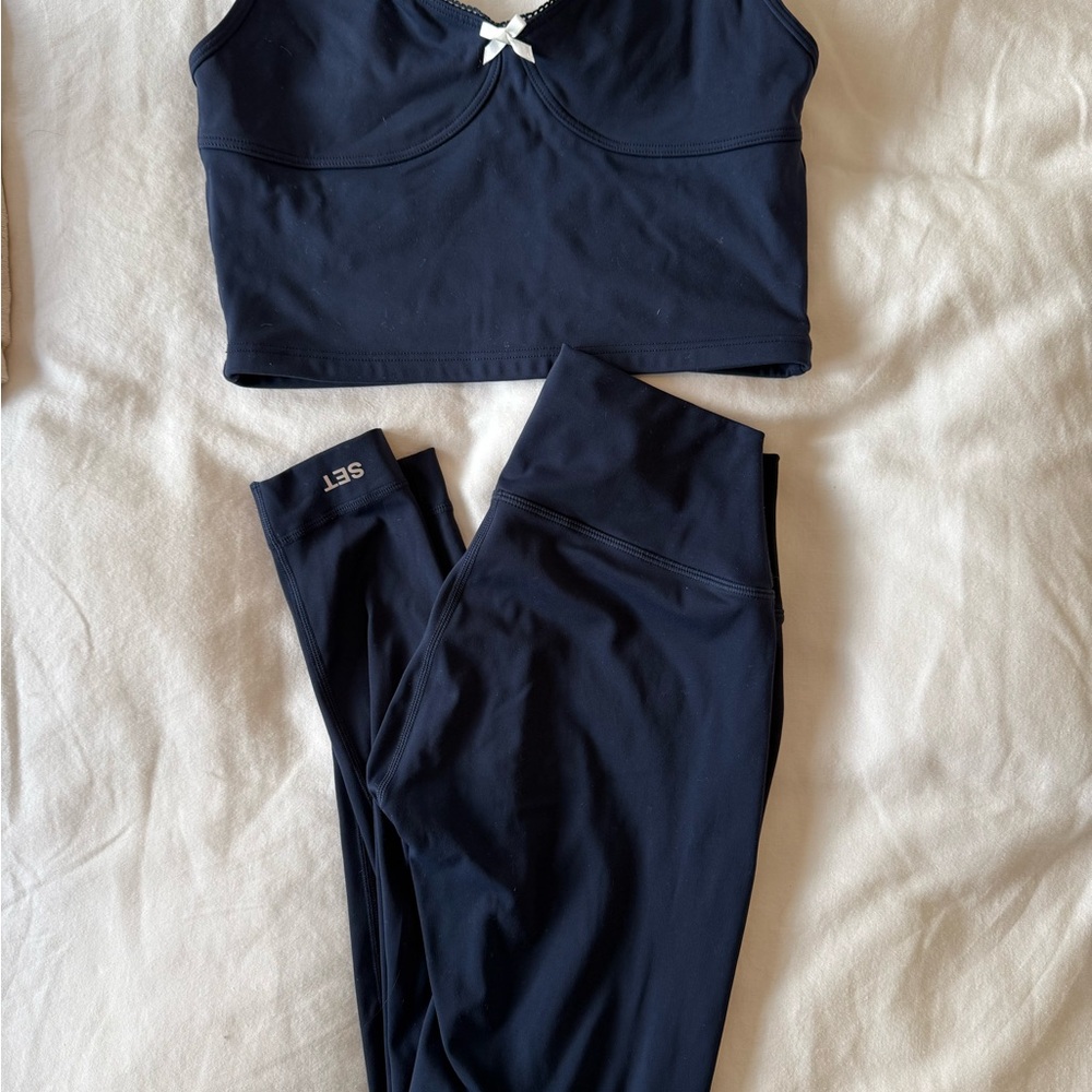 SET Active Navy Blue Sports Bra and Leggings Set
